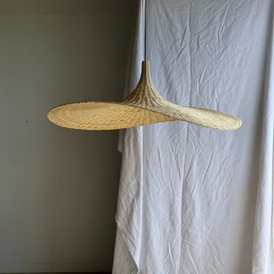Suspensions - Très grande suspension en rotin en forme de chapeau D125 H50 - OFFICE OBJETS