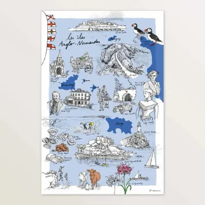 Affiches - Les îles Anglo-Normandes - Affiche 40 x 60 cm - TABLE À CARTES