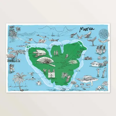 Affiches - Ile de Moorea Affiche - 60 x 40 cm - TABLE À CARTES