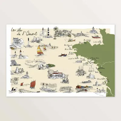 Poster - Islands of the French West coast — Art print 60 × 40 cm - TABLE À CARTES