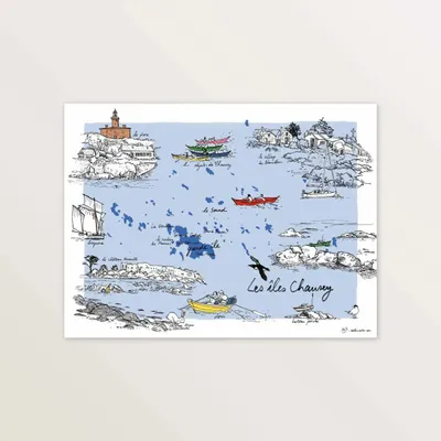 Affiches - Les îles Chausey - Affiche 40 x 30 cm - TABLE À CARTES