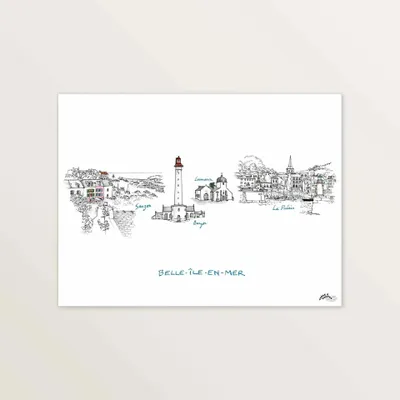 Affiches - Les 4 communes de Belle Ile - Affiche 40 x 30 cm - TABLE À CARTES
