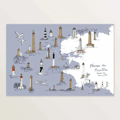 Affiches - Phares du Finistère - Affiche 60 x 40 cm - TABLE À CARTES