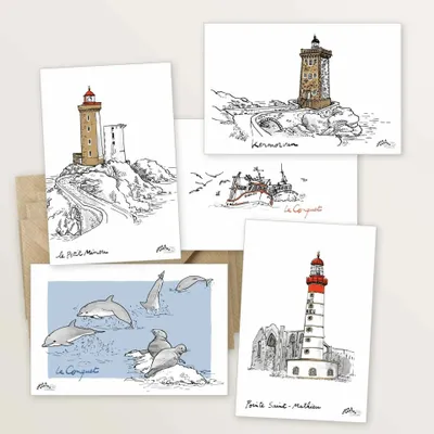 Carterie - 5 cartes postales : à la pointe Finistère - TABLE À CARTES