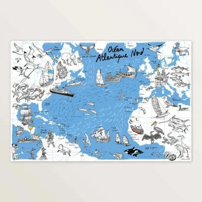 Affiches - L’Atlantique Nord - Affiche 60 x 40 cm - TABLE À CARTES