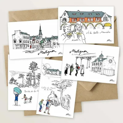 Carterie - 5 cartes postales de Matignon et ses environs - TABLE À CARTES