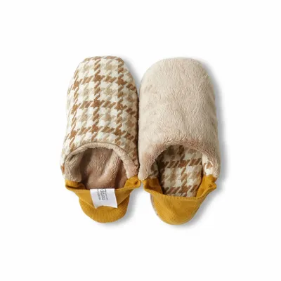 Chaussettes - JAPAN MADE Reversible room shoes / Houndstooth × Micro Boa - MERIPPA
