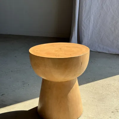Stools - Side table or stool with hemispherical top in beige mango wood H50 - OFFICE OBJETS