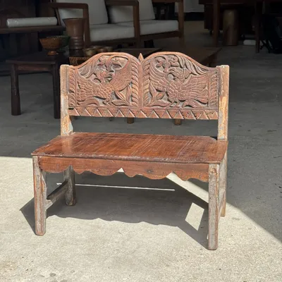 Benches - Mini bench with sculpted back with stylized birds pattern H58 L61 - OFFICE OBJETS