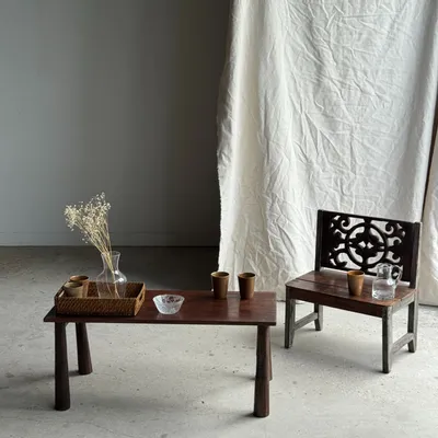 Benches - Mini bench with carved back with rosette and scroll pattern H59 L51 - OFFICE OBJETS