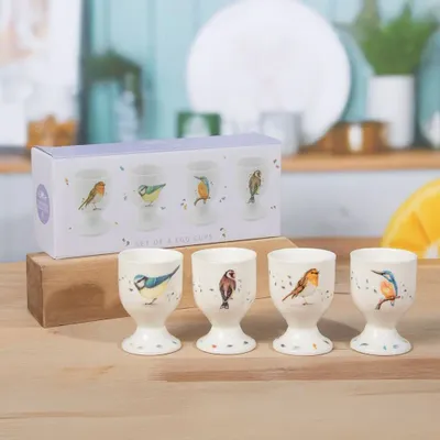 Mugs - set 4 egg holderes British Birds - KARENA INTERNATIONAL