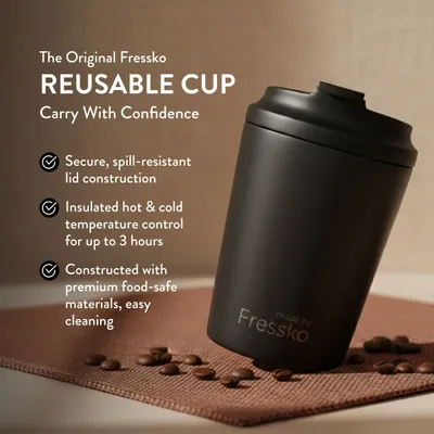 Mugs - Piccolo 4oz Khaki, Ceramic Reusable Coffee Cup - MADE BY FRESSKO