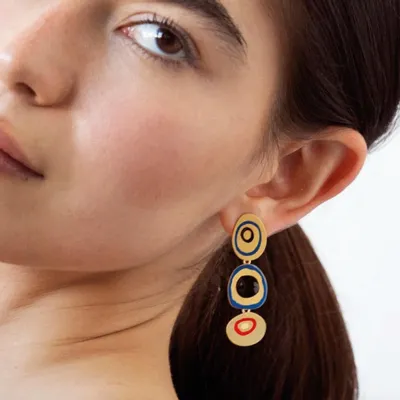 Bijoux - BOUCLES D'OREILLES DORÉES CERCLES COLORÉS MIRÓ JEWELRY - JOIDART