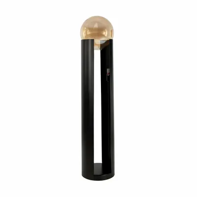 Floor lamps - Smoked amber glass and black steel floor lamp - ANGEL CERDÁ