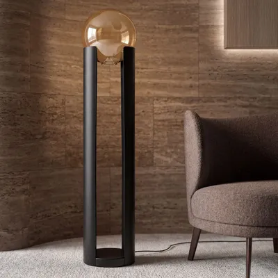 Lampadaires - Lampadaire en verre fumé ambré et acier noir - ANGEL CERDÁ