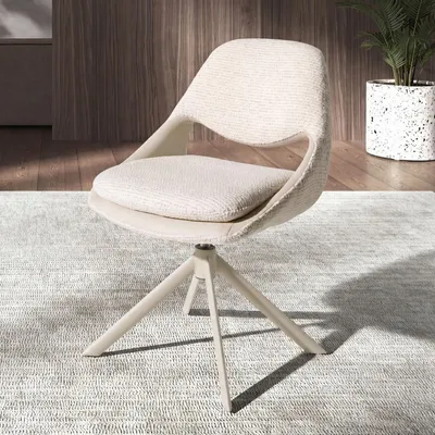 Chaises - Chaise pivotante en tissu blanc cassé et crème - ANGEL CERDÁ