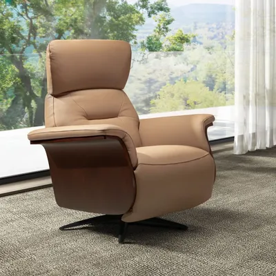 Sofas - Brown leather swivel relax armchair - ANGEL CERDÁ