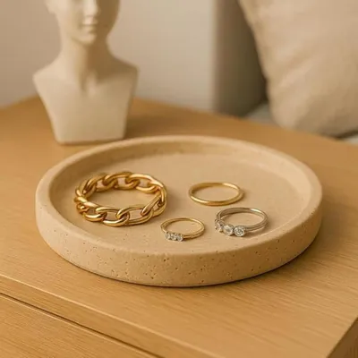 Decorative objects - Round Decorative Tray in Natural Travertine – Made in Italy - KALU CREATIONS