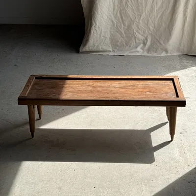 Coffee tables - Indonesian brown teak coffee table, border and H40 cylinder legs - OFFICE OBJETS