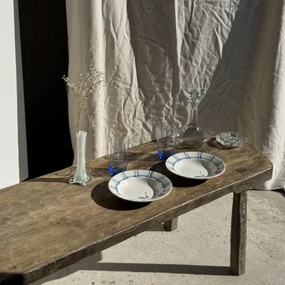 Assiettes au quotidien - Lot de 3 assiettes creuses Digoin Sarreguemines bleues et fleurs roses - OFFICE OBJETS