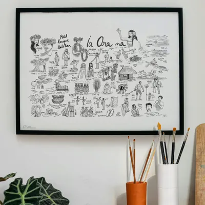 Poster - Tahitian glossary — Art print 40 × 30 cm - MARGUERITE LECOINTRE
