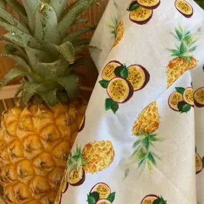 Tissus - Tissu Coton Oeko Tex - L'Ananas et Le Fruit de La Passion - POP ET SES FRÈRES