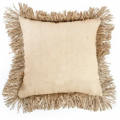 Cushions - The Jute Bonita Cushion Cover - Natural - 60x60 - BAZAR BIZAR LIVING