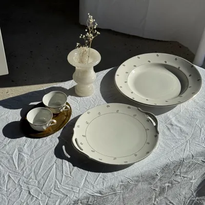 Formal plates - Circular dish model Nico gold Digoin Sarreguemines D30.5 - OFFICE OBJETS