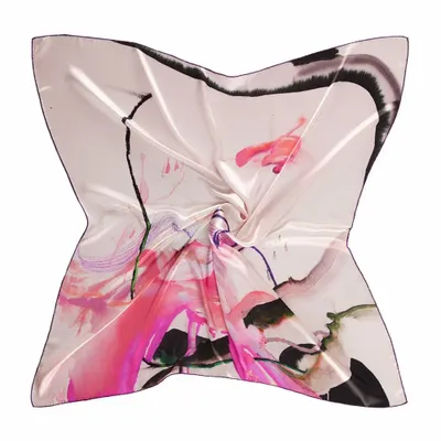 Scarves - Pink Ripples Silk Scarf | 90x90cm - ELCIELA