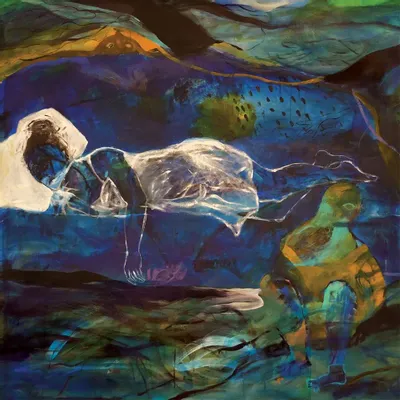 Unique pieces - Deep Blue Dreams Wall Art | 100x100 cm - ELCIELA