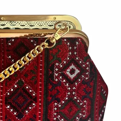 Sacs et cabas - Sac à fermoir clip brodé baloutche rouge carmin et vert émeraude - DASTHAA