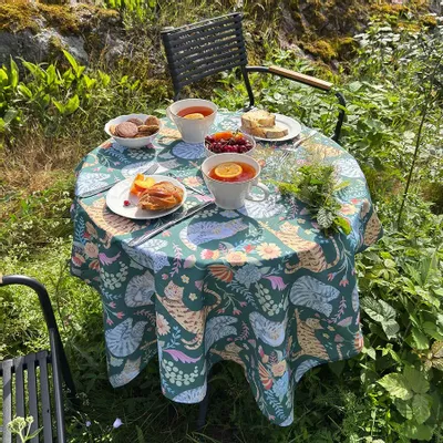 Table linen - Folk Art Cats Tablecloth - ZOOH