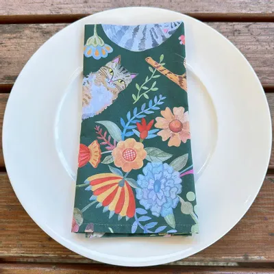 Table linen - Folk Art Cats Napkin - ZOOH