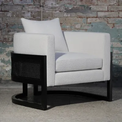 Lounge chairs for hospitalities & contracts - Julius Armchair Frame Limed Oak & Natural Cane, Seat Fabric COM/COL - DUISTT