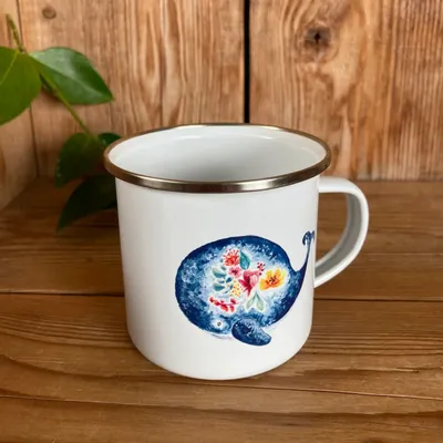 Mugs - Enamel cup - La Baleine et les Fleurs - POP ET SES FRÈRES