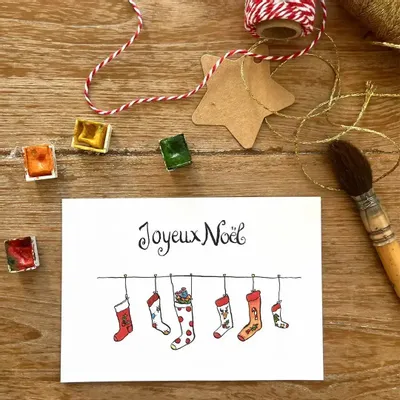 Card shop - Xmas postcard - Les Chaussettes - POP ET SES FRÈRES