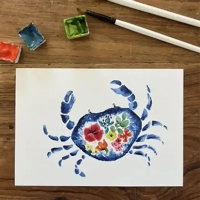 Carterie - Carte Postale Le Crabe Fleurs - POP ET SES FRÈRES