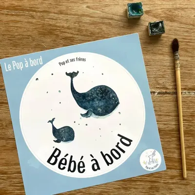 Children's decorative items - Baby on board sticker - La Baleine et Son Baleineau Français - POP ET SES FRÈRES