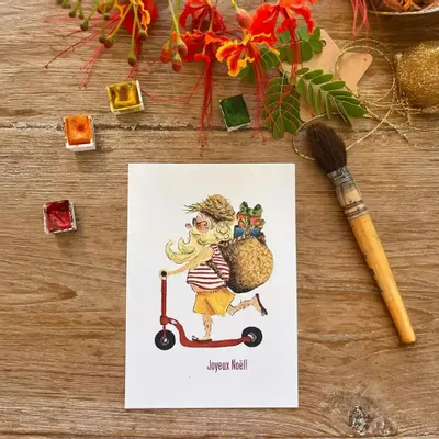 Card shop - Xmas postcard - Le Père Noël À Trotinette - POP ET SES FRÈRES