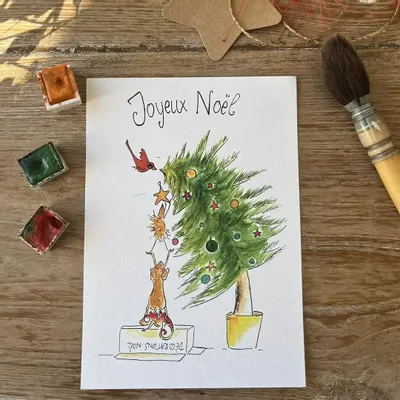 Card shop - Xmas postcardl - L'Étoile en Haut Du Sapin - POP ET SES FRÈRES