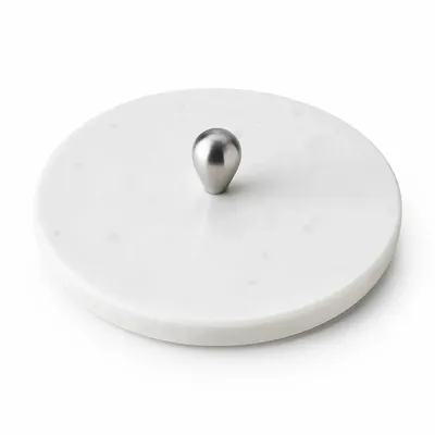 Plats et saladiers - Plateau de service rond en marbre avec bouton en inox - KALU CREATIONS