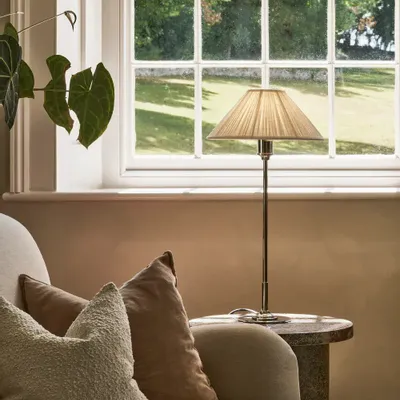 Wall lamps - Cotswold Medium Table Lamp Pleated Alabaster White - Polished Nickel - CORSTON ARCHITECTURAL DETAIL