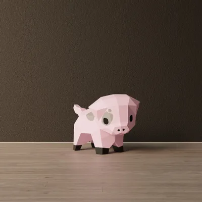 Children's decorative items - Papercraft 3D DIY Kits - Mini Paper Pig - MOKI MOKI
