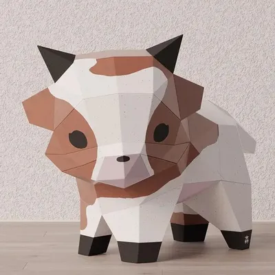 Children's decorative items - Papercraft 3D DIY Kits - Mini Paper Cow - MOKI MOKI