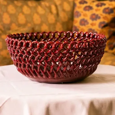 Céramique - Corbeille tressée géante Rosae sans pied - MAISON PICHON