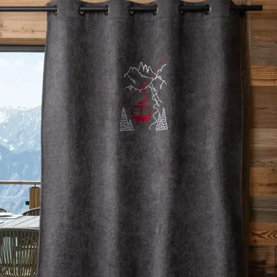Curtains and window coverings - Mountain curtain Charcoal grey gondola lift - VAGABONDE INTERNATIONAL