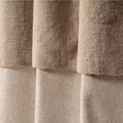 Curtains and window coverings - Velvet curtain beige fur 140x260cm - VAGABONDE INTERNATIONAL