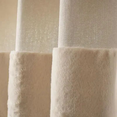Curtains and window coverings - Velvet curtain ecru fur 140x260cm - VAGABONDE INTERNATIONAL