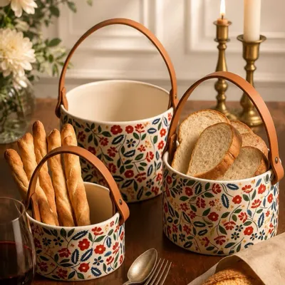 Decorative objects - Hand-Painted Ceramic Basket – Royesh Collection - DASTHAA