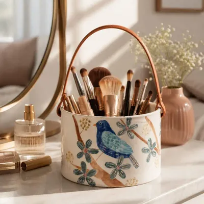 Decorative objects - Hand-Painted Ceramic Basket – Bloom Collection - DASTHAA